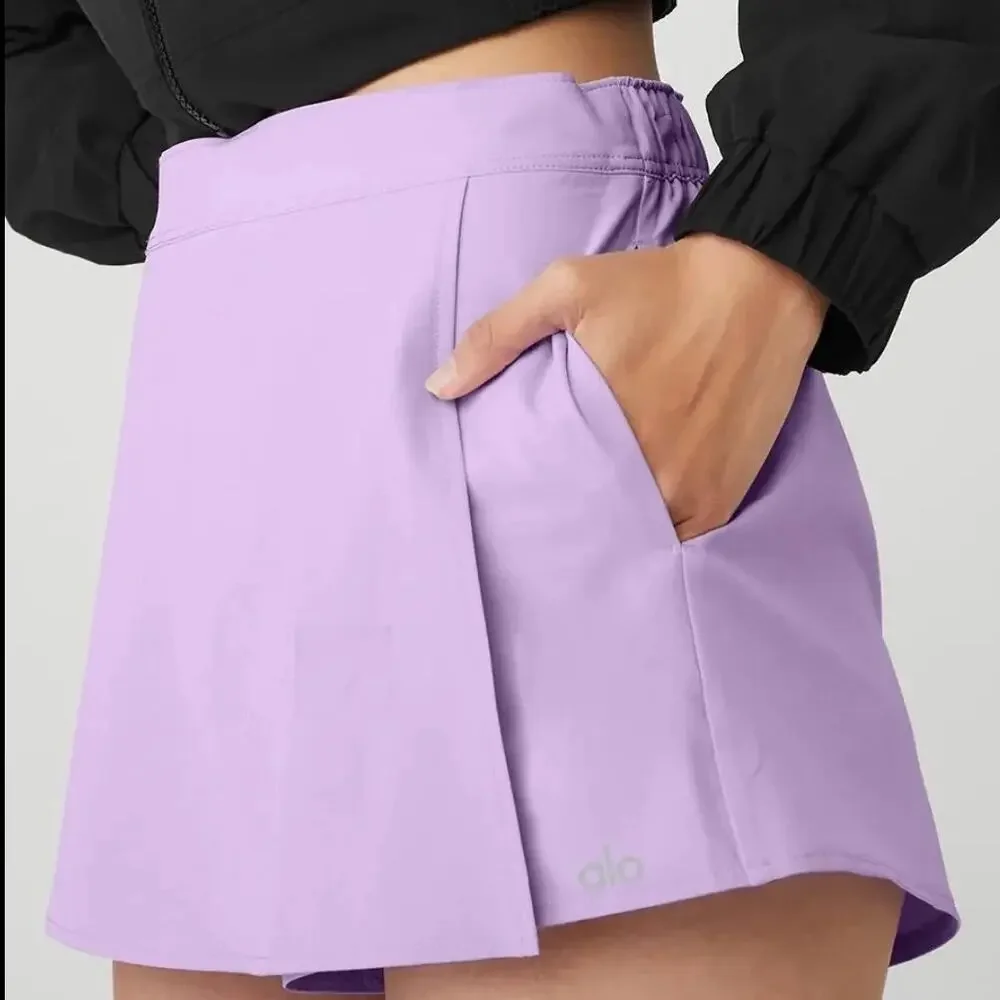 ALO Yoga Lavender Tenniscore Skort Pilates Athleisure Golf Skirt Built In Shorts